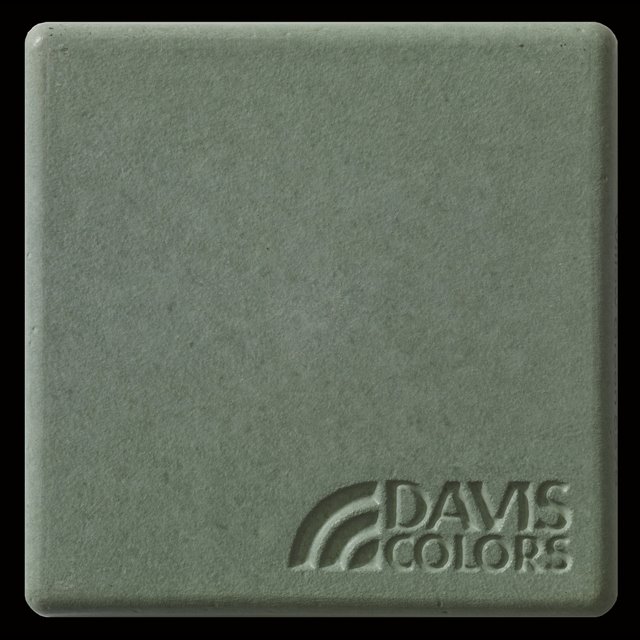 This is a photo of an actual 3” x 3” concrete tile sample integrally colored with Davis Colors’ Willow Green (pigment # 5376). This video reproduction is just for ideas. Please finalize your color selection from our printed color card, hard tile samples or job site test.