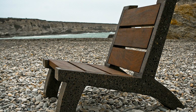 This naturally beautiful lounge chair was made by Wells Concrete Works.  Wells Concrete Works used Davis Colors' pigment to make this custom concrete color. For more information about Wells Concrete Works go to wellsconcreteworks.com or call them at 805-215-8302.  www.daviscolors.com