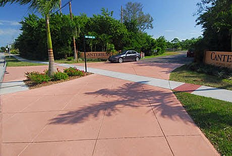 This road entry way in St. Petersburg, FL was colored with Davis Colors "Salmon".  The pattern is a 5' x 5' square saw cut design. The contractor was DeGeorge Driveways. To contact DeGeorge Driveways call them at 727-584-2040 or visit www.degeorgedriveways.com.