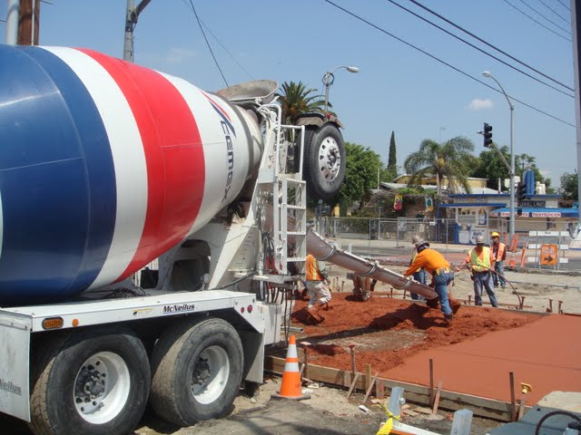 Cemex is delivering Davis Colors' Brick Red to the job site.