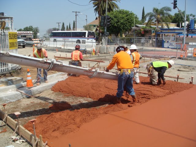 Davis Colors' Brick Red being placed by the concrete contractors.