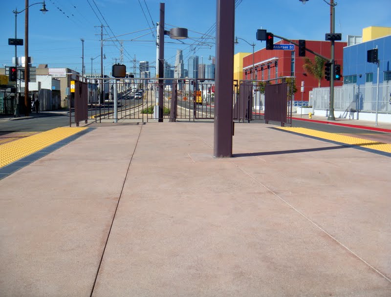 This is a photo of Los Angeles' Metro Gold Line's Pico Aliso Station's concrete passengers platform.  The concrete color used was Davis Colors' Eastern Tan.