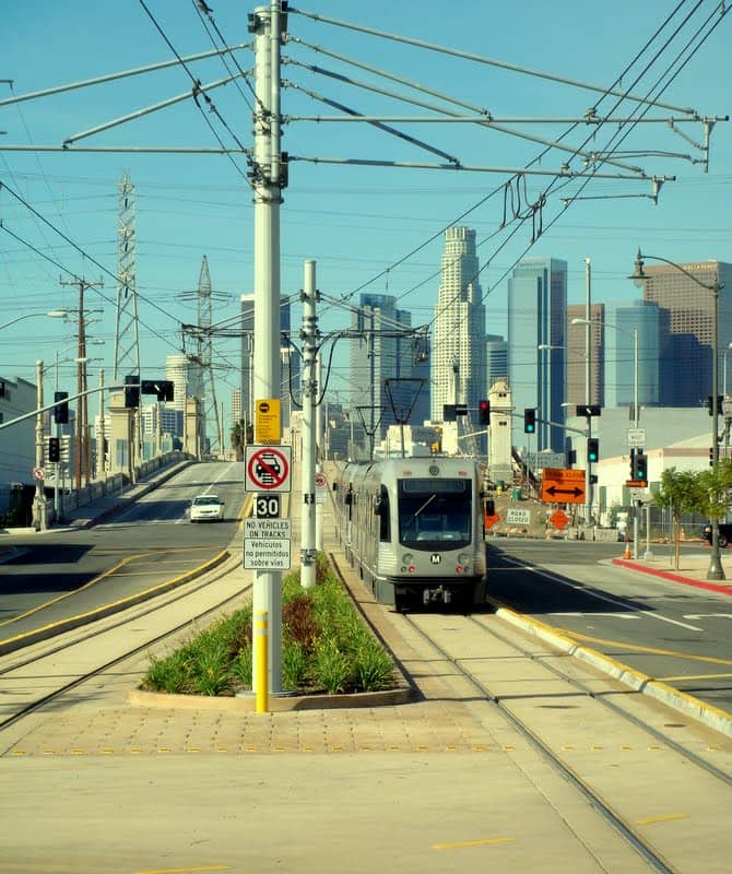 This is a photo of Los Angeles Metro's Gold Line.  The color of the concrete rail line is Davis Colors' Palomino.