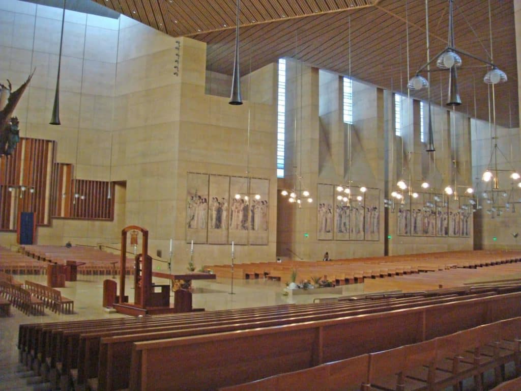 View from the inside of Our Lady of the Angels Cathedral.  This project was colored with Davis Colors concrete color pigments www.daviscolors.com. Color is Cathedral Buff.