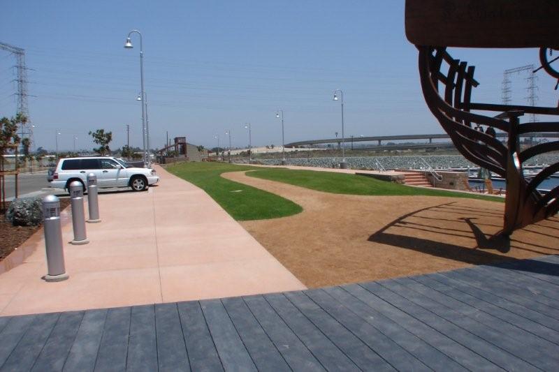 This is a photo of Pier 32 Marina located in National City near San Diego, CA.  The concrete sidewalk was colored with Davis Colors Spanish Gold (www.daviscolors.com).