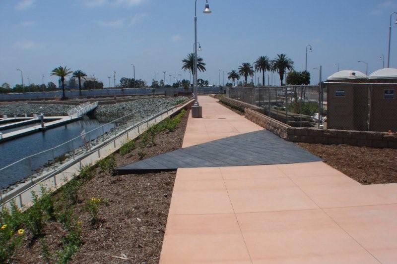 This is a photo of Pier 32 Marina located in National City near San Diego, CA.  The concrete walkway was colored with Davis Colors Spanish Gold (www.daviscolors.com).