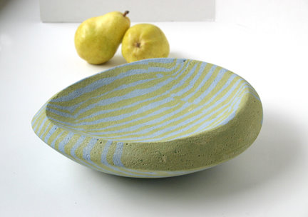 Unique striped bowl created using Davis Colors concrete pigments
