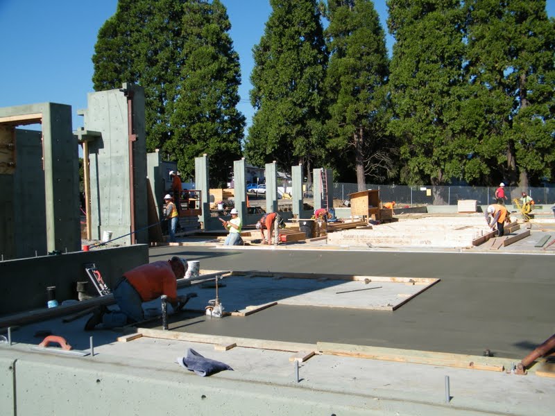 The University of Western States' (uws.edu) anatomy lab under construction.  The cast in place concrete walls were colored with  Davis Colors "Green Slate" (daviscolors.com).