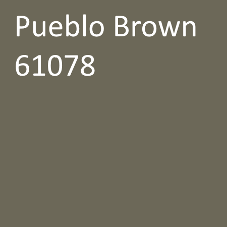 Number: 61078Name: Pueblo BrownHex: 6c6858Description: Liquid Dose Rate: 3.35 lbs per 94 lb sack of cementPowder Dose Rate: 2.5 lbs per 94 lb sack of cement