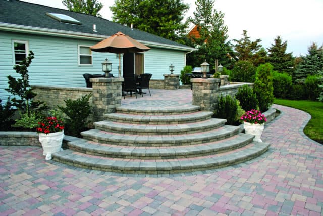 This patio is paved with Nicolock’s Country pavers with their Granite City color blend.  Nicolock uses Davis Colors concrete pigments to make their custom color blends.  To learn more about Nicolock’s products visit them at www.nicolock.com.