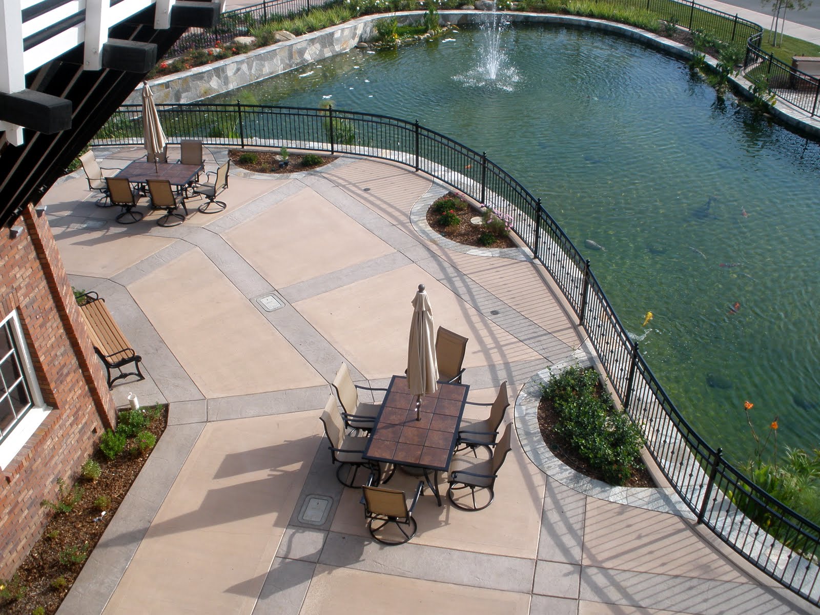 Meadowbrook Village Christian Retirement Community - This concrete patio area was integrally colored with Davis Colors' Padre Brown with a Walnut release agent and Meadowbrook Brown (custom color).