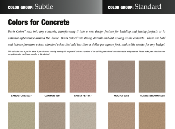 Davis Colors Concrete Color Card