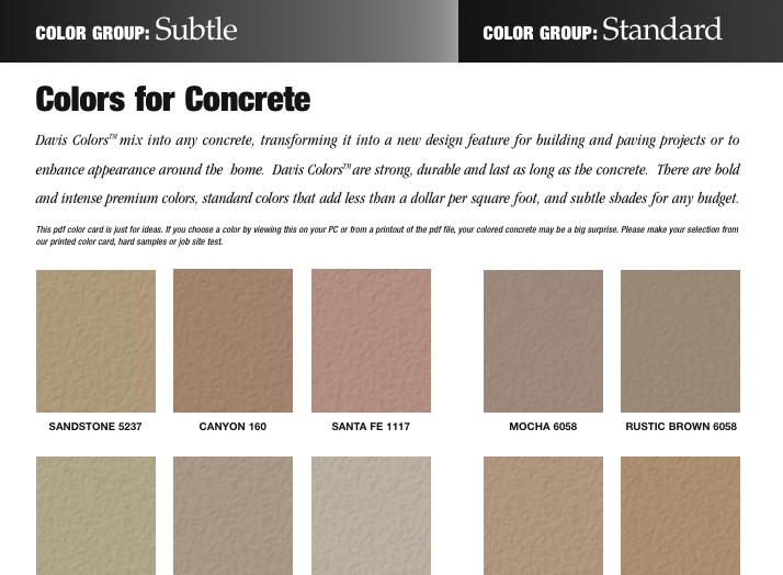 Concrete Stain Chart