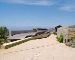 Rancho Palos Vedes residence. Concrete colored with Davis Colors' Mesa Buff. The contractor was Gafcon, Inc. – www.gafcon.com. The architect was Nicole Starr from Marmol Radziner + Associates AIA – www.marmol-radziner.com.