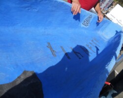 Santa Clara University's concrete canoe. Go to www.concretecanoe.org/ to learn more about concrete canoes.