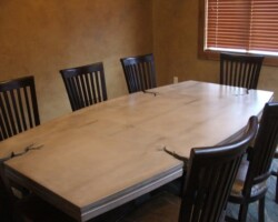 This concrete tabled was colored with Davis Colors concrete pigments www.daviscolors.com. Color is called Sandstone. The contrator was Concrete Approches www.concreteapproaches.com (214) 637-1511.