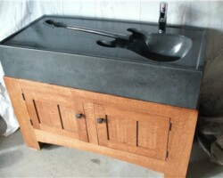 This unique Fender Stratocaster Guitar® shaped concrete sink was designed and made by Chris Havill (havill@ns.sympatico.ca). Chris used Davis Colors' iron oxide black #860 pigment to get the dark gray shade concrete he wanted. This unique Fender Stratocaster Guitar® shaped concrete sink was designed and made by Chris Havill (havill@ns.sympatico.ca). Chris used Davis Colors' iron oxide black #860 pigment to get the dark gray shade concrete he wanted.