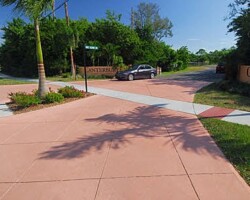 This road entry way in St. Petersburg, FL was colored with Davis Colors "Salmon". The pattern is a 5' x 5' square saw cut design. The contractor was DeGeorge Driveways. To contact DeGeorge Driveways call them at 727-584-2040 or visit www.degeorgedriveways.com. This road entry way in St. Petersburg, FL was colored with Davis Colors "Salmon". The pattern is a 5' x 5' square saw cut design. The contractor was DeGeorge Driveways. To contact DeGeorge Driveways call them at 727-584-2040 or visit www.degeorgedriveways.com.