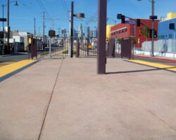 This is a photo of Los Angeles' Metro Gold Line's Pico Aliso Station's concrete passengers platform. The concrete color used was Davis Colors' Eastern Tan.