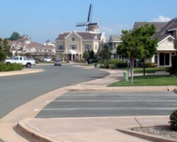 Meadowbrook Village Christian Retirement Community - The color of the curbs and gutters is Davis Colors' Harvest Gold. The color of the sidewalks is Davis Colors' Meadowbrook Brown (custom color). The colored concrete was supplied by Superior Ready Mix (www.superiorrm.com).