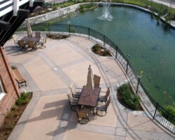 Meadowbrook Village Christian Retirement Community - This concrete patio area was integrally colored with Davis Colors' Padre Brown with a Walnut release agent and Meadowbrook Brown (custom color).