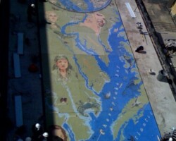 Creative Design Resolutions, Inc. designed a 1600 square foot custom concrete Fotera mural for the new $2B National Harbor building project in Maryland. It is believed to be the largest concrete Fotera mural of its kind in the world. This elaborate hardscape mural used many concrete pigments from Davis Colors.