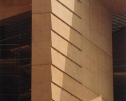 This is part of the Cathedral of Our Lady of the Angels located in downtown Los Angeles. This project was colored with Davis Colors concrete color pigments www.daviscolors.com. Catalina Pacific was the ready mix plant which did the concrete (800) 272-1891. A white cement was used in the mix. It was imported from Aalborg, Denmark by Lehigh Cement Company www.lehighcement.com. Morely Construction Company was the builder of this Cathedral www.morleybulders.com.