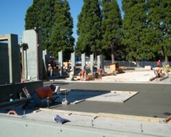 The University of Western States' (uws.edu) anatomy lab under construction. The cast in place concrete walls were colored with Davis Colors "Green Slate" (daviscolors.com). The architect was Office OA, LLC (ooa-architects.com), the general contractor was Precision Concrete Company (T: 503-253-4827), and the concrete contractor was Whitaker/Ellis (T: 503-768-3017).