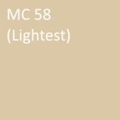 Number: 58<br>Name: MC 58 (lightest)<br>Hex: #dbc8a6<br>RGB: R 219 G 200 B 166<br>CMYK: C 0% M 7% Y 21% K 14%<br>Description: This color is part of the Subtle group. Davis Colors Mortar Pigment MC58 Lightest