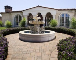 This courtyard was paved with Orco Blocks Promenade pavers and colored with Orcos own unique Sandstone (B15) color blend. Orco Block uses Davis Colors concrete pigments to create appealing color blends for their concrete pavers. To learn more about Orcos quality products visit them at www.orcopaverswalls.com/home.htm or call them at 800-473-6725.